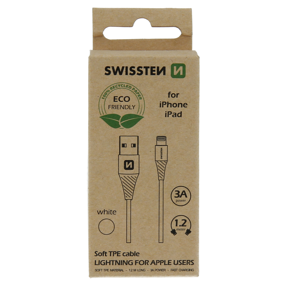 Datový kabel Swissten USB/Lightning 1,2M, bílá