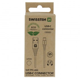 Dátový kábel Swissten USB / USB-C, 1,2m, biela