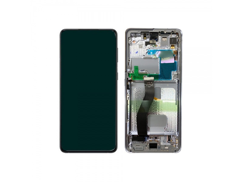 LCD + dotyk + rámček pre Samsung Galaxy S21 Ultra 5G, phantom silver (Service Pack)