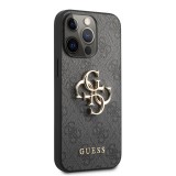 Zadní kryt Guess PU 4G Metal Logo GUHCP13L4GMGGR pro Apple iPhone 13 Pro, šedá