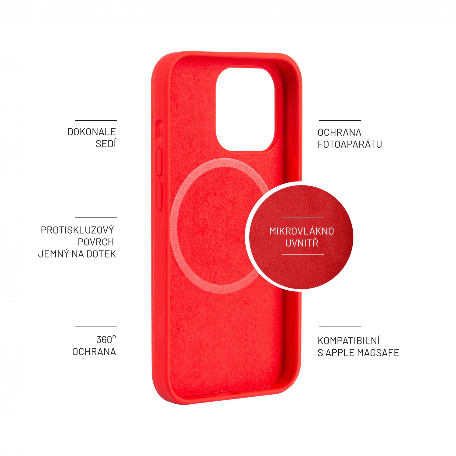 Zadný kryt FIXED MagFlow s podporou MagSafe pre Apple iPhone 13 Pro, červená