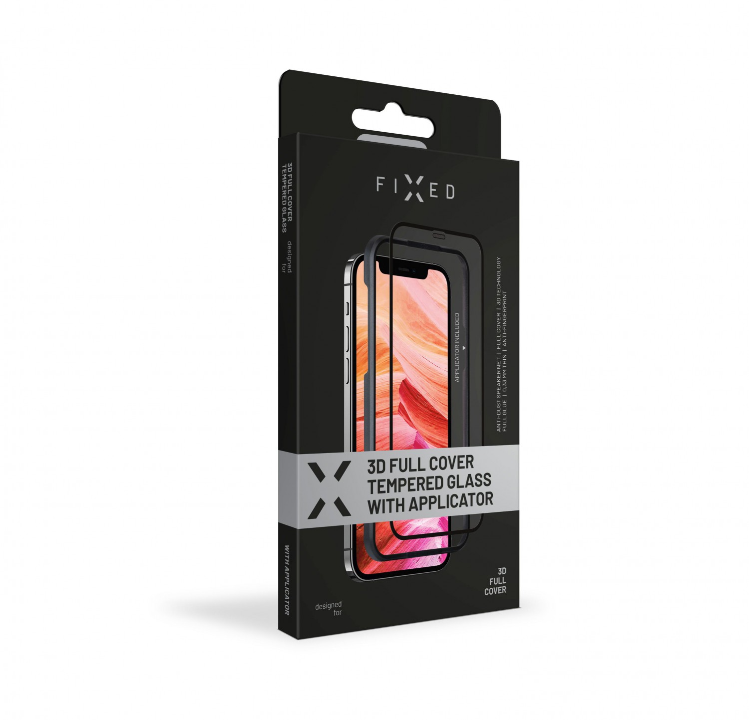 Ochranné tvrzené sklo FIXED 3D Full-Cover s aplikátorem pro Apple iPhone 13 Mini, černá
