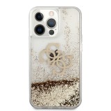 Zadní kryt Guess TPU Big 4G Liquid Glitter Gold GUHCP13LLG4GGO pro Apple iPhone 13 Pro, transparentní