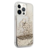 Zadní kryt Guess TPU Big 4G Liquid Glitter Gold GUHCP13LLG4GGO pro Apple iPhone 13 Pro, transparentní