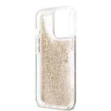 Zadní kryt Guess TPU Big 4G Liquid Glitter Gold GUHCP13LLG4GGO pro Apple iPhone 13 Pro, transparentní