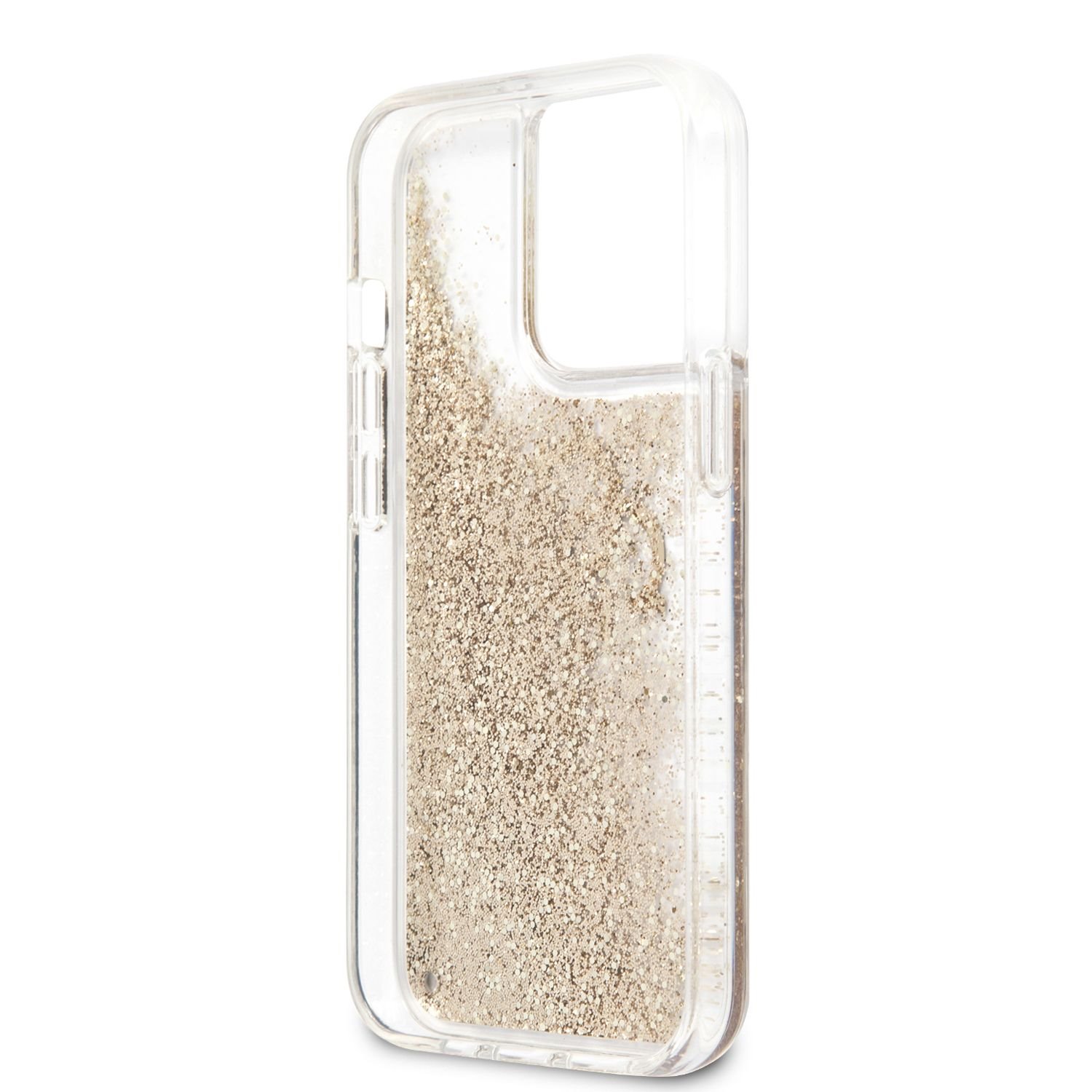 Zadní kryt Guess TPU Big 4G Liquid Glitter Gold GUHCP13LLG4GGO pro Apple iPhone 13 Pro, transparentní