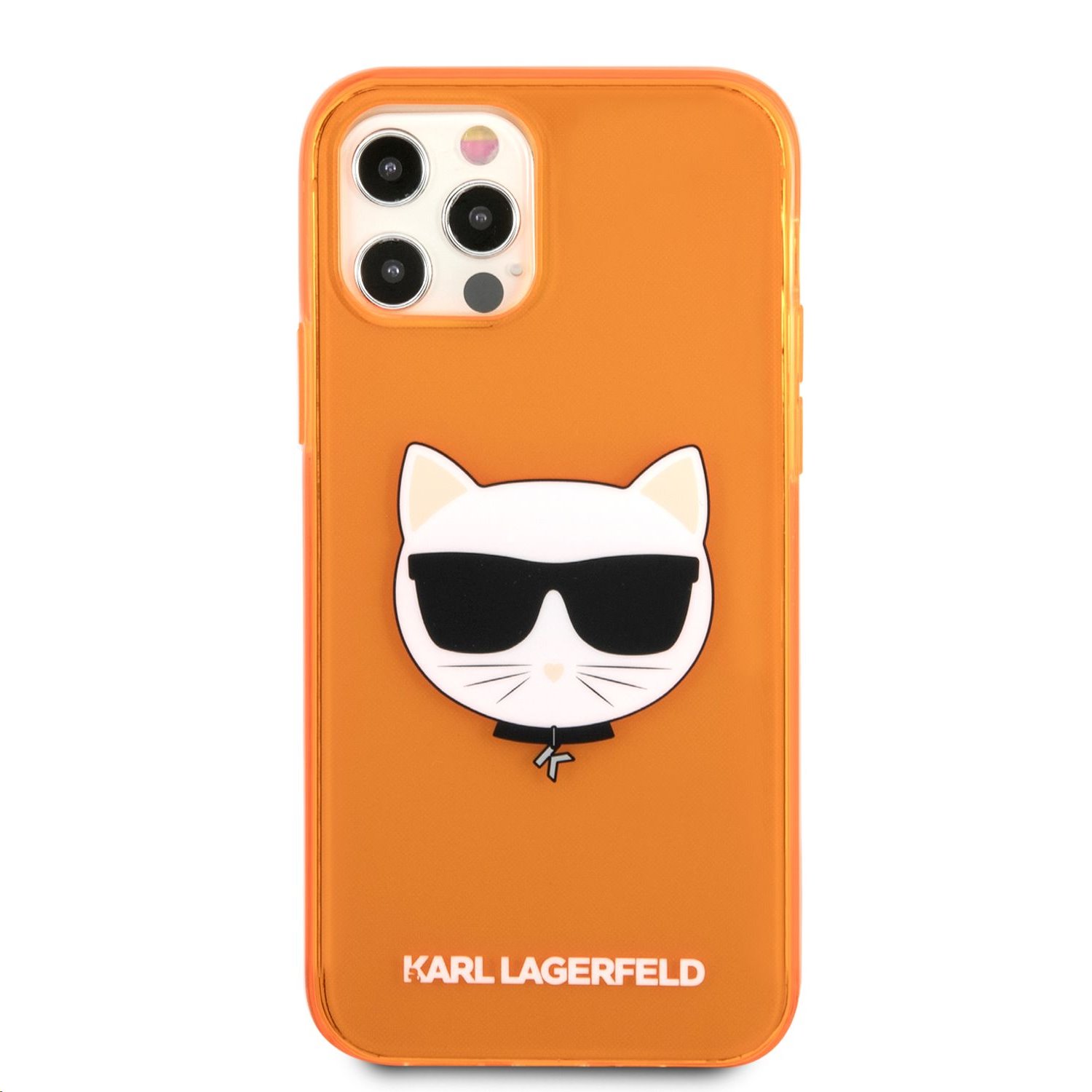 SIlikonové pouzdro Karl Lagerfeld TPU Choupette Head KLHCP13LCHTRO pro Apple iPhone 13 Pro, oranžová