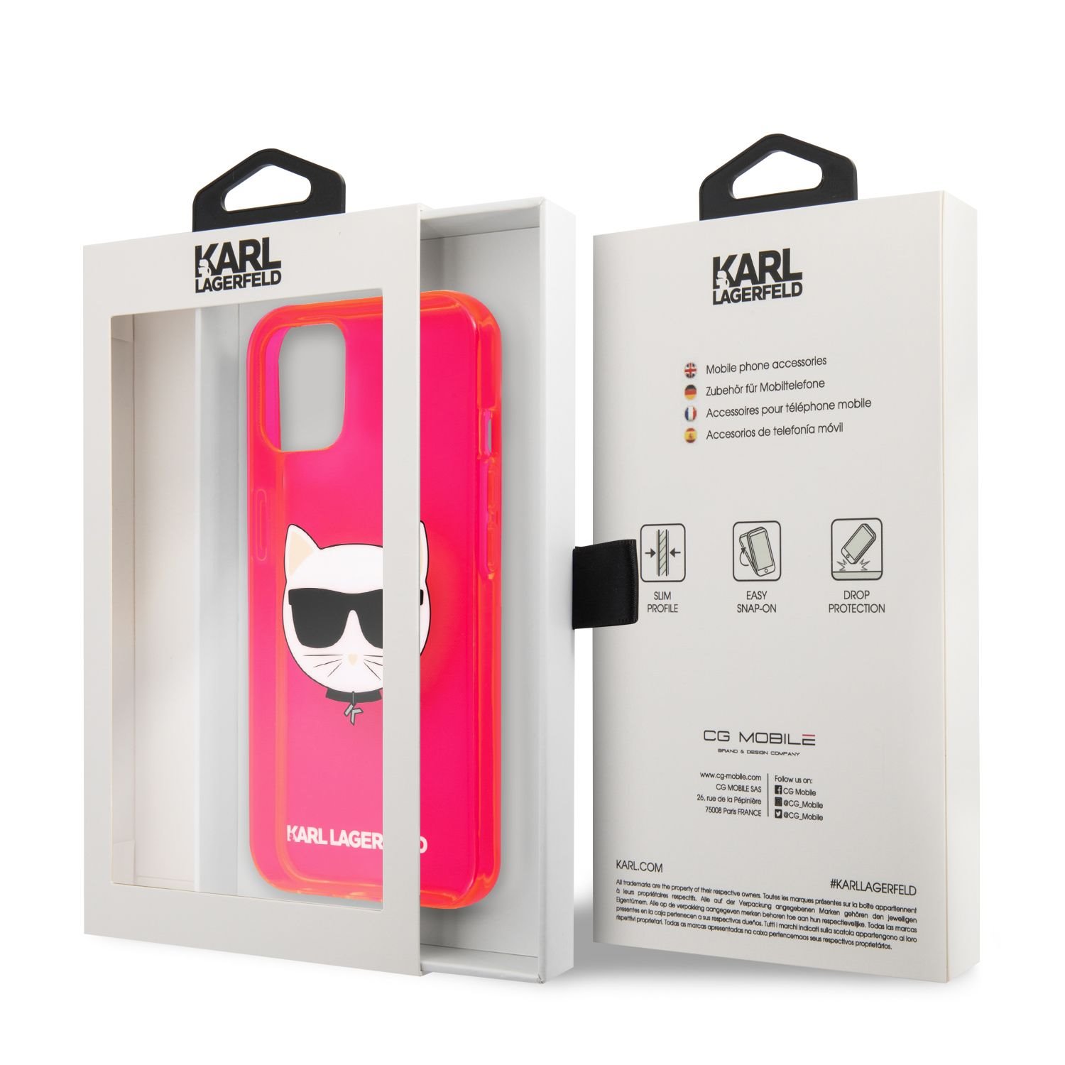 Silikonové pouzdro Karl Lagerfeld TPU Choupette Head KLHCP13SCHTRP pro Apple iPhone 13 mini, růžová