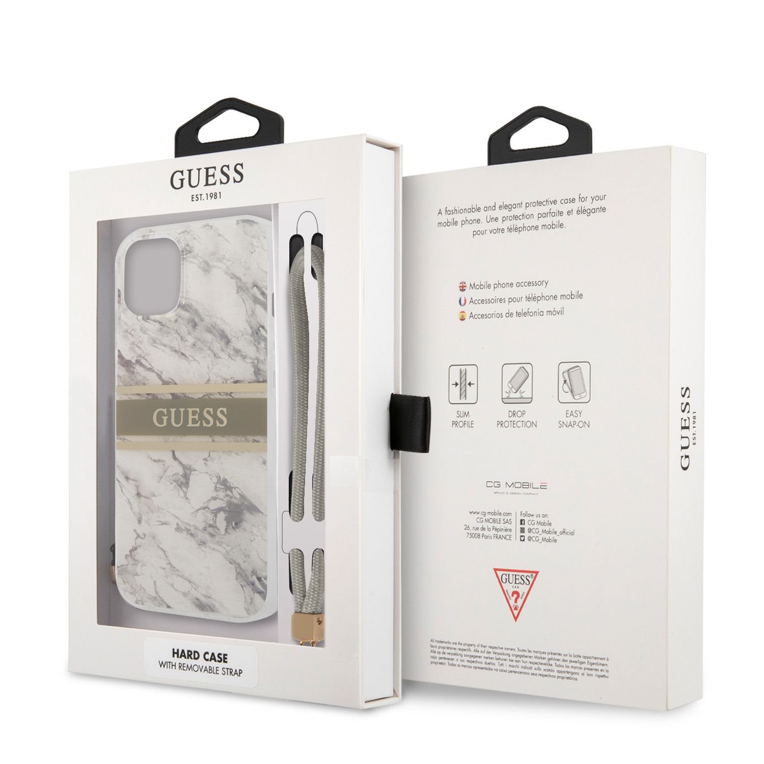 Zadní kryt Guess TPU Marble Stripe GUHCP13SKMABGR pro Apple iPhone 13 Mini, šedá