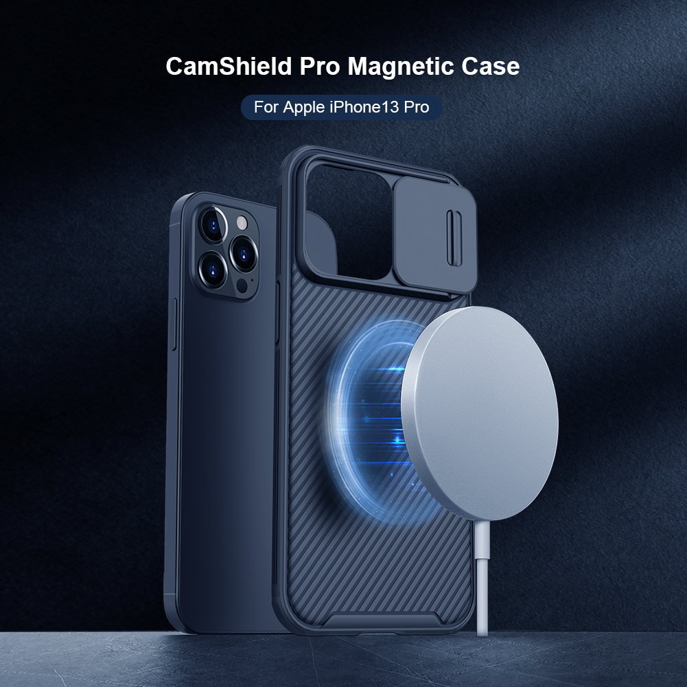 Zadní kryt Nillkin CamShield Pro Magnetic pro Apple iPhone 13 Pro, modrá