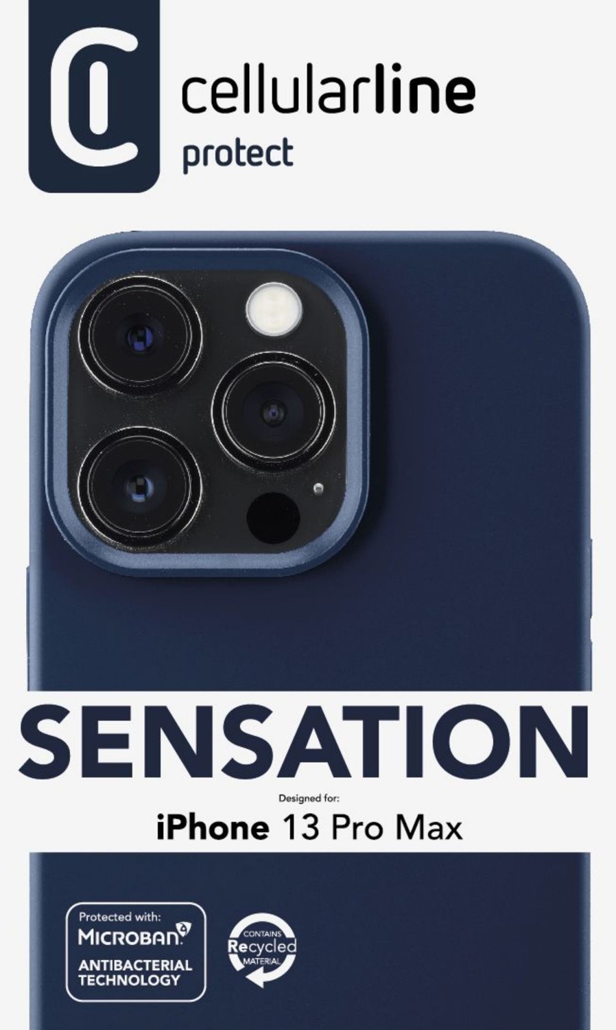 Silikonový kryt Cellularline Sensation pro Apple iPhone 13 Pro Max, modrá
