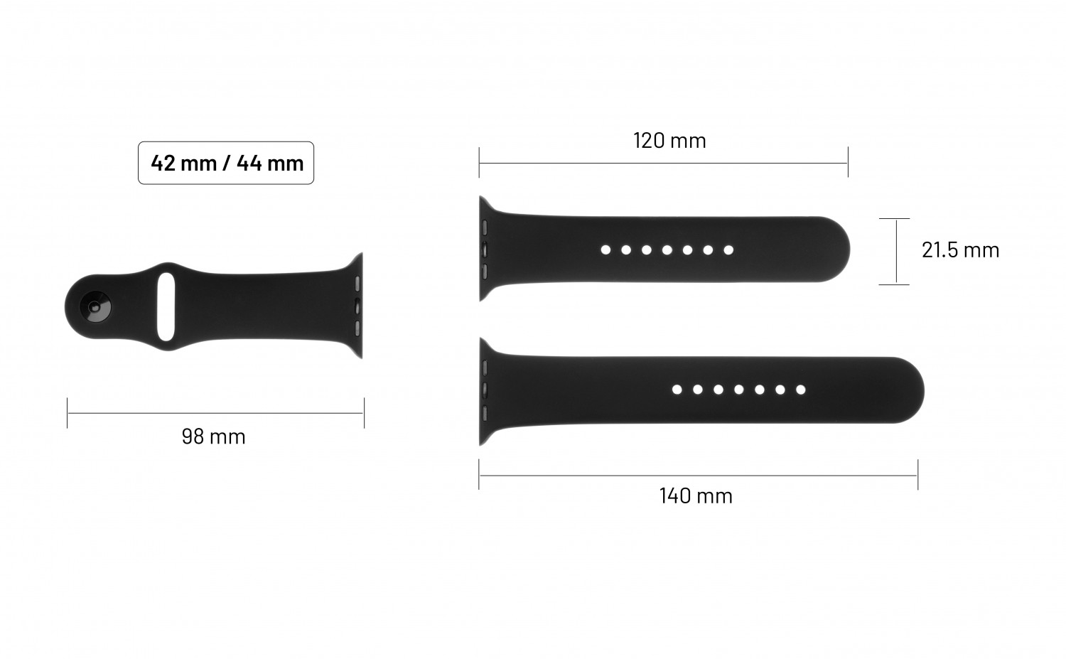 Set silikonových řemínků FIXED Silicone Strap pro Apple Watch 42/44/45 mm, mentolová