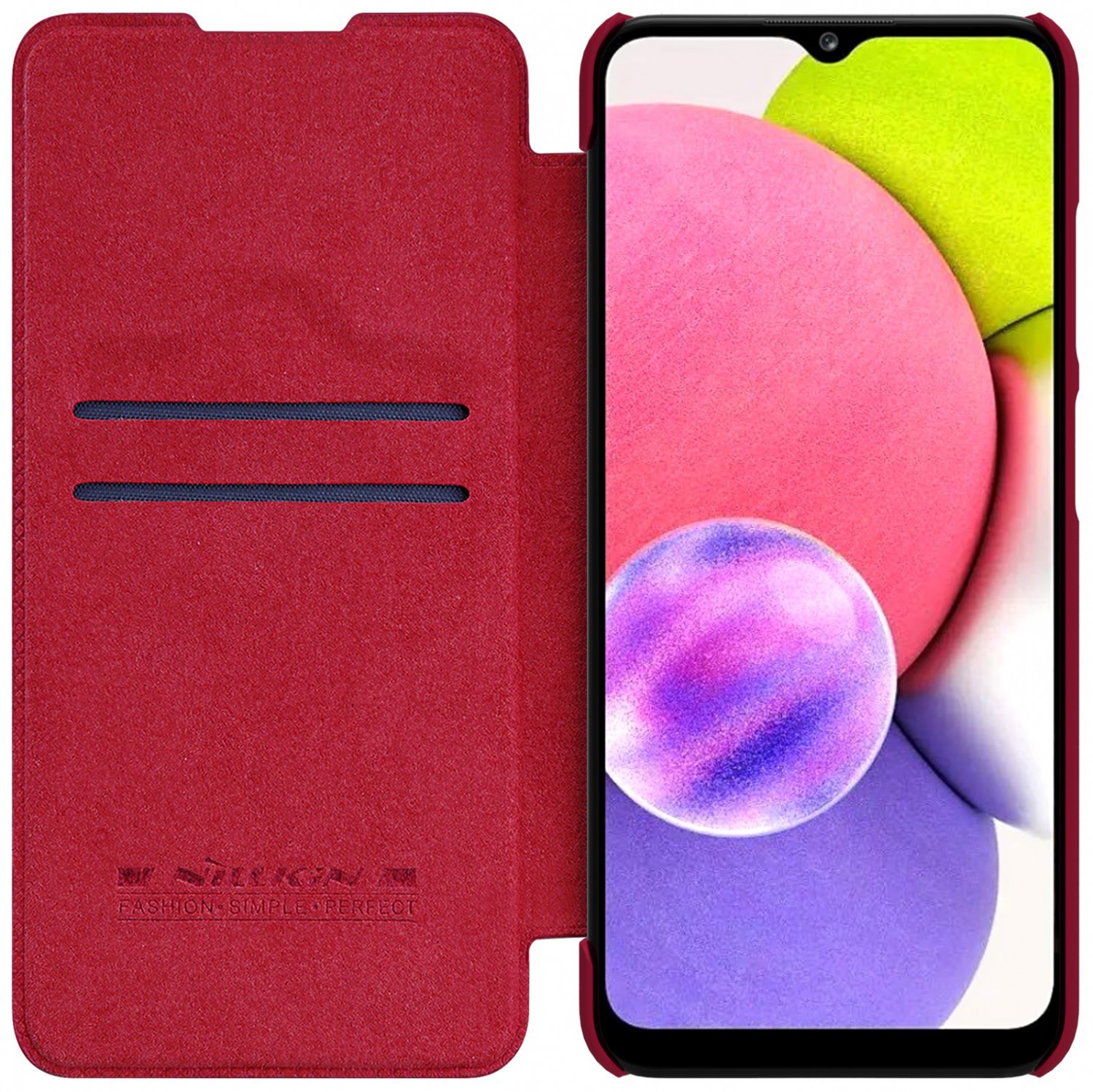 Nillkin Qin flipové pouzdro pro Samsung Galaxy A03s, červená