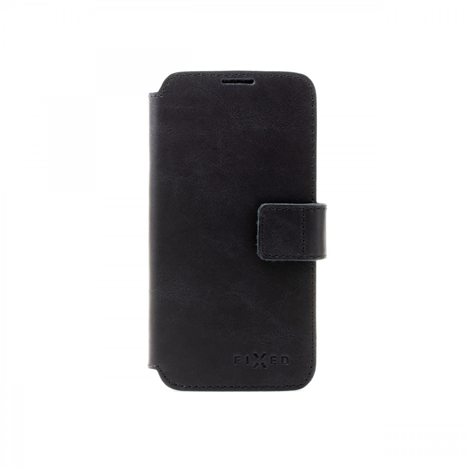 Kožené pouzdro typu kniha FIXED ProFit s podporou MagSafe pro Apple iPhone 13, černá