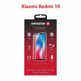 Tvrdené sklo Swissten Full Glue, Color Frame, Case Friendly pre Xiaomi Redmi 10 LTE, čierna