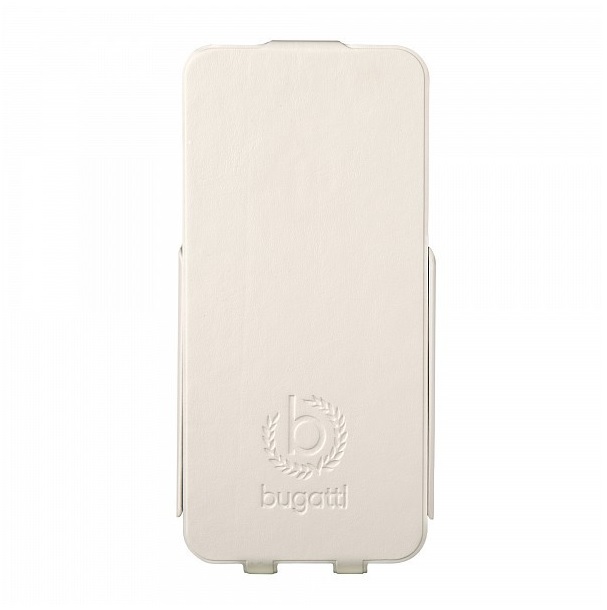 Bugatti Ultra Thin Flip Kožené Pouzdro White pro iPhone 5