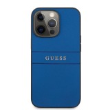 Zadní kryt Guess PU Leather Saffiano GUHCP13LPSASBBL pro Apple iPhone 13 Pro, modrá