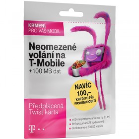 Predplatená Twist karta neobmedzené volania na T-mobile + 100MB dát