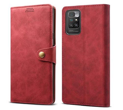 Lenuo Leather flipové pouzdro,obal, kryt pro Xiaomi Redmi 10, červená