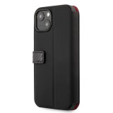 Flipové pouzdro na Apple iPhone 13 mini, Ferrari Smooth and Carbon FESAXFLBKP13SBK, černá