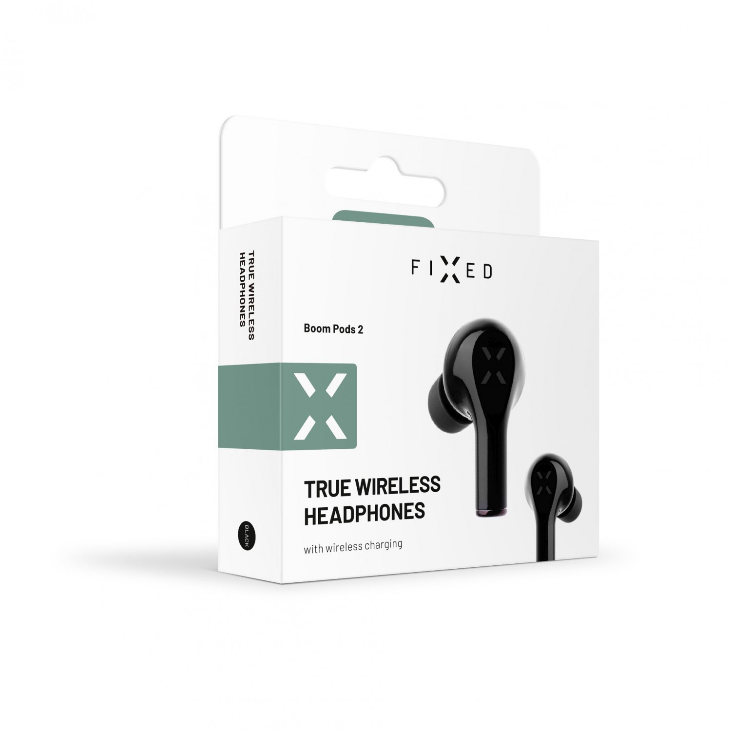 TWS sluchátka FIXED Boom Pods 2 s bezdrátovým nabíjením, černá