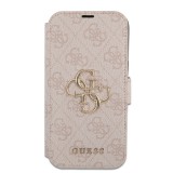 Flipové pouzdro Guess PU 4G Metal Logo Book GUBKP13X4GMGPI pro Apple iPhone 13 Pro Max, růžová