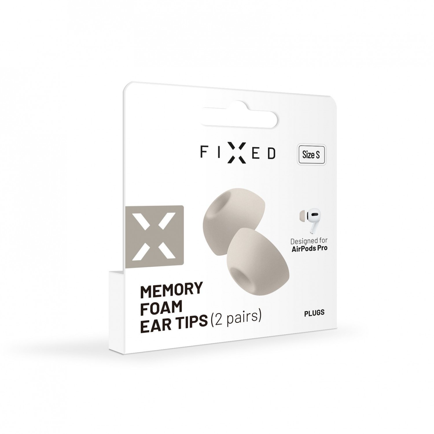 Špunty z pamäťovej peny FIXED Plugs pre Apple Airpods Pro, 2 sady, veľkosť S
