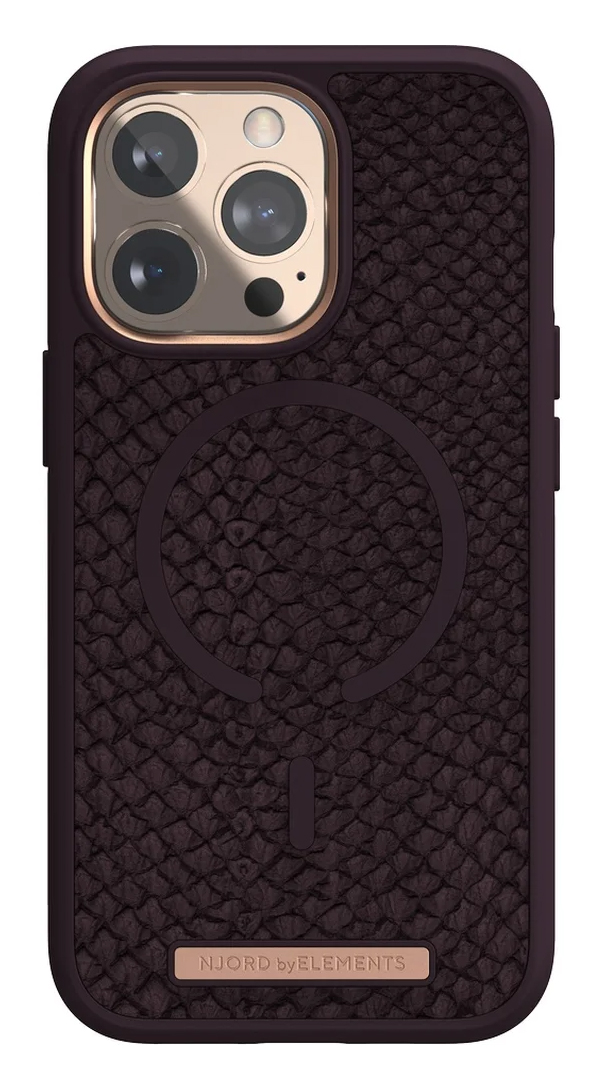 Kožený kryt Njord Eldur Case pro Apple iPhone 13 Pro Max, lilkově fialová