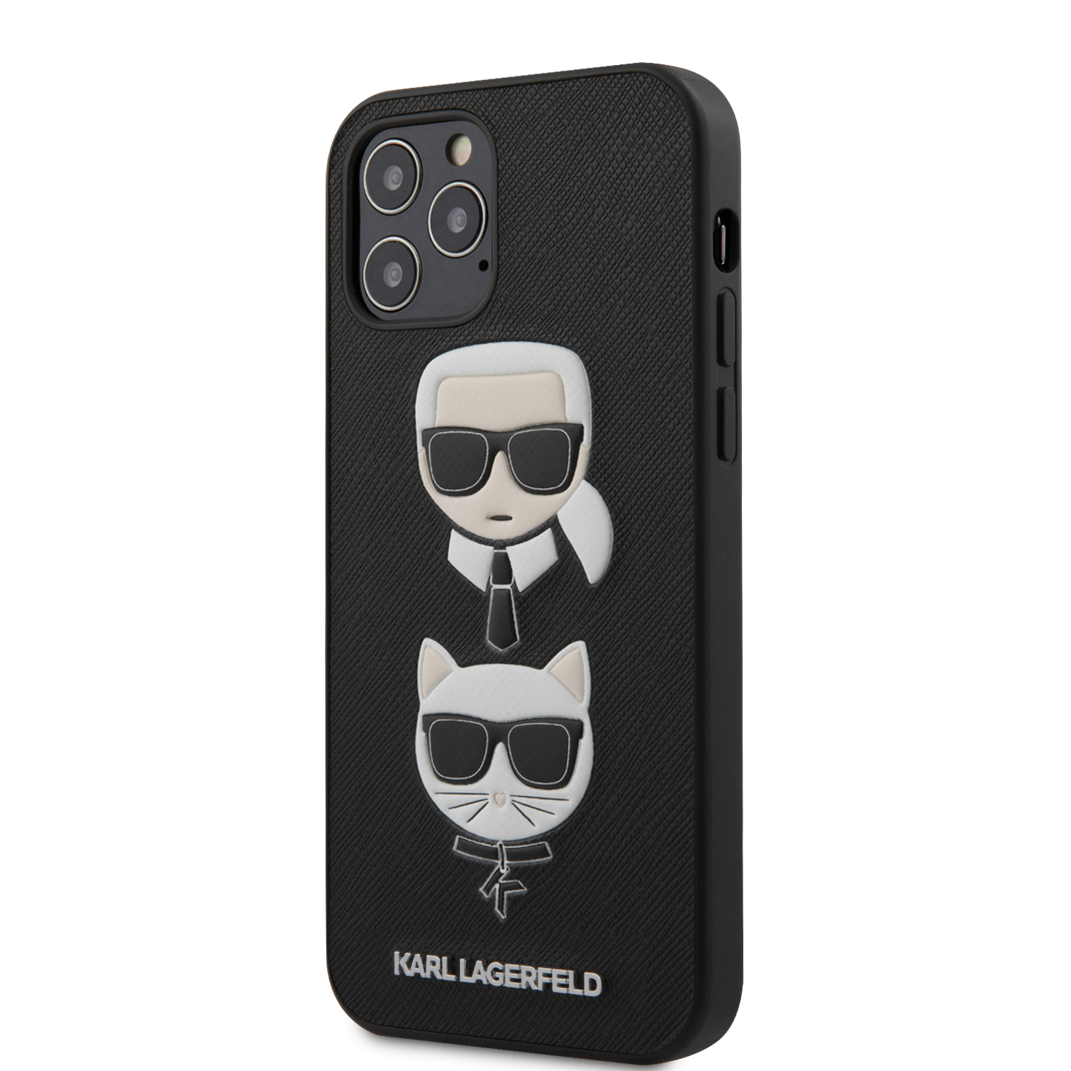 Zadní kryt Karl Lagerfeld Saffiano K&C Heads KLHCS22MSAKICKCBK pro Samsung Galaxy S22+, černá