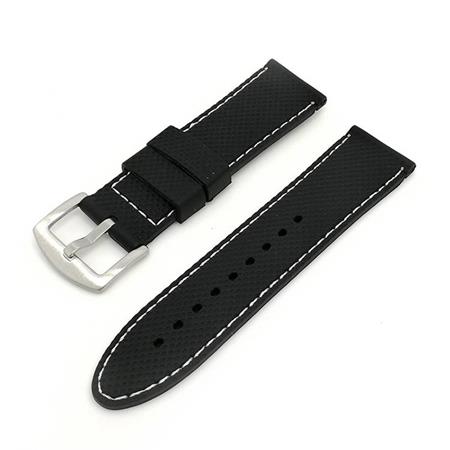 Silikónový remienok Deveroux JD006, čierna s bielym prešívaním - 22 mm