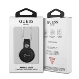 Kožené pouzdro Guess PU Saffiano Script Dog Clip GUATPSASRSK pro AirTag, černá