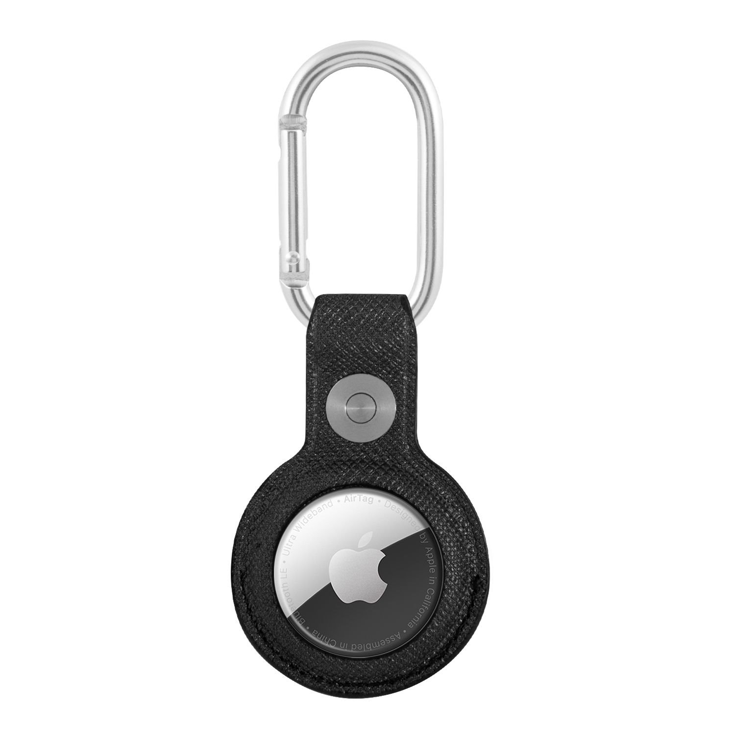 Kožené pouzdro Guess PU Saffiano Script Dog Clip GUATPSASRSK pro AirTag, černá
