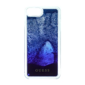 Zadný kryt Guess Liquid Glitter Flower GUHCP13LLFLSB pre Apple iPhone 13 Pro, modrá