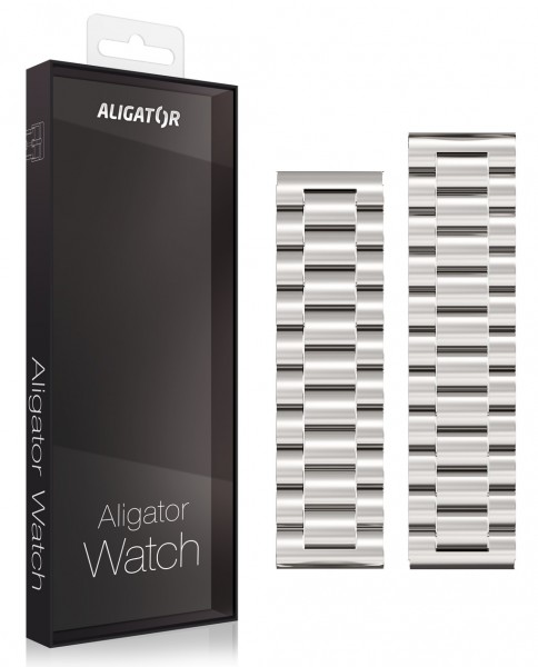 Náhradní kovový řemínek pro Aligator Watch Pro a Aligator Watch Pro X 22mm, stříbrná