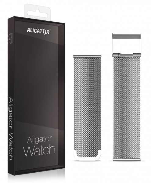 Náhradní kovový řemínek pro Aligator Watch Life 20mm, stříbrná