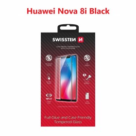 Tvrdené sklo Swissten Full Glue, Color Frame, Case Friendly pre Huawei Nova 8i, čierna