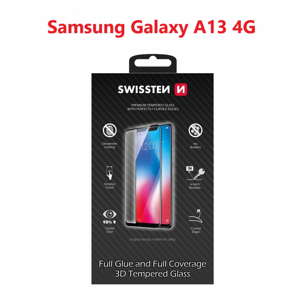 Tvrzené sklo Swissten Ultra Durable 3D Full Glue Glass pro Samsung Galaxy A13 4G, černá 