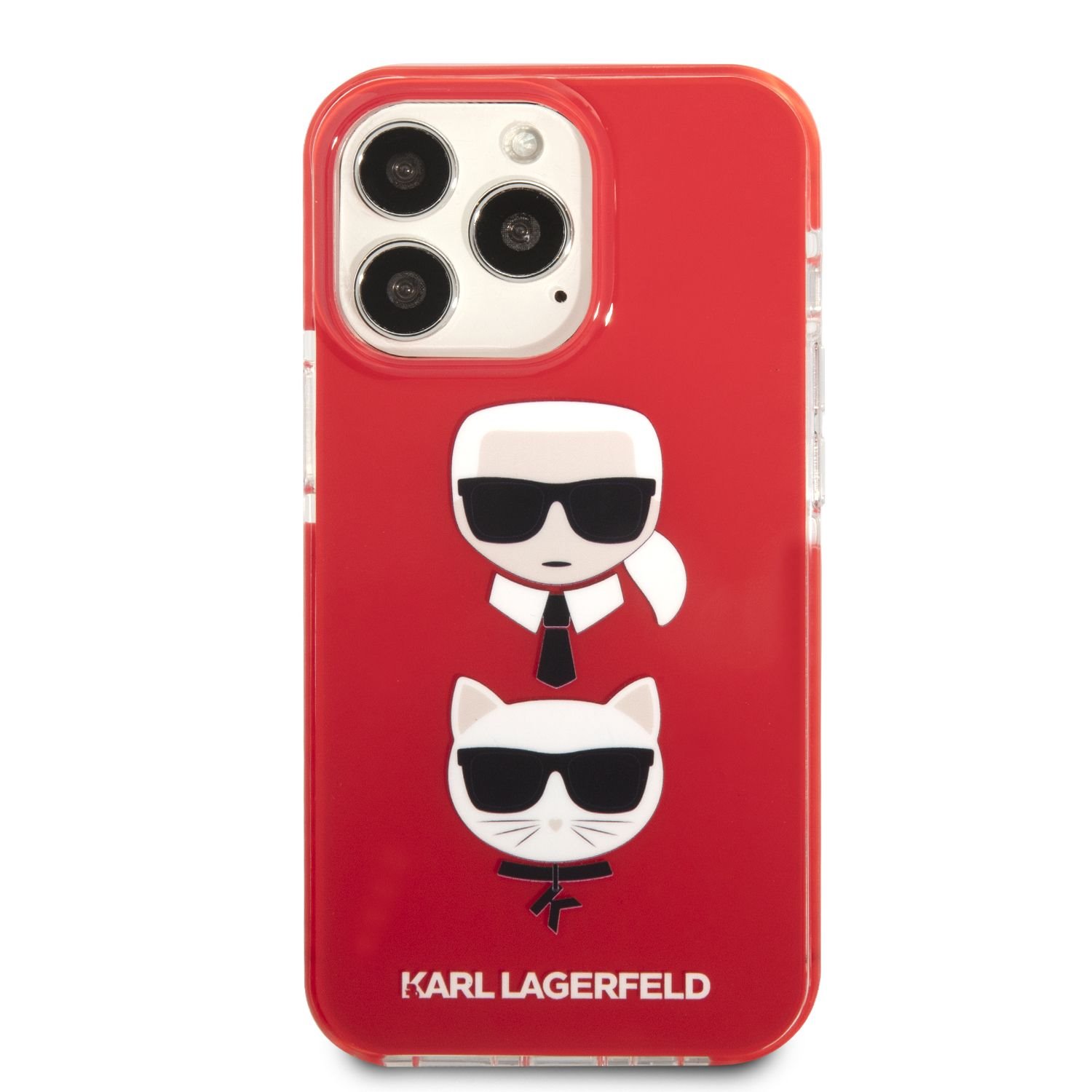 Zadní kryt Karl Lagerfeld TPE Karl and Choupette Heads pro Apple iPhone 13 Pro, červená