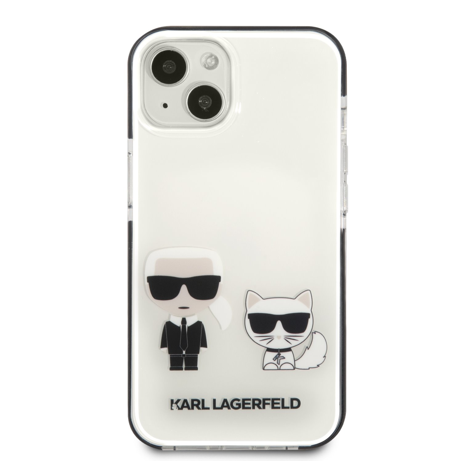 Zadní kryt Karl Lagerfeld TPE Karl and Choupette pro Apple iPhone 13, bílá
