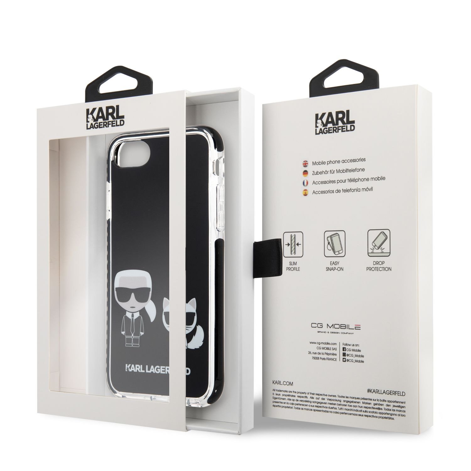 Zadní kryt Karl Lagerfeld TPE Karl and Choupette pro Apple iPhone 7/8/SE2020/SE2022, černá