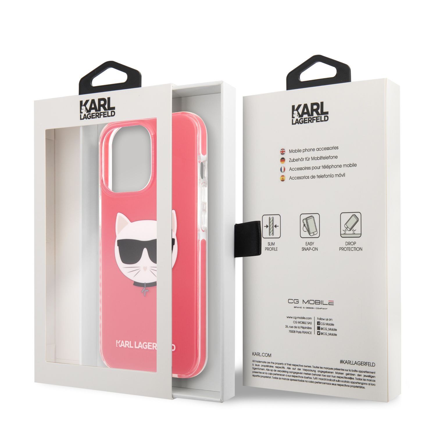 Zadní kryt Karl Lagerfeld TPE Choupette Head pro Apple iPhone 13 Pro Max, růžová