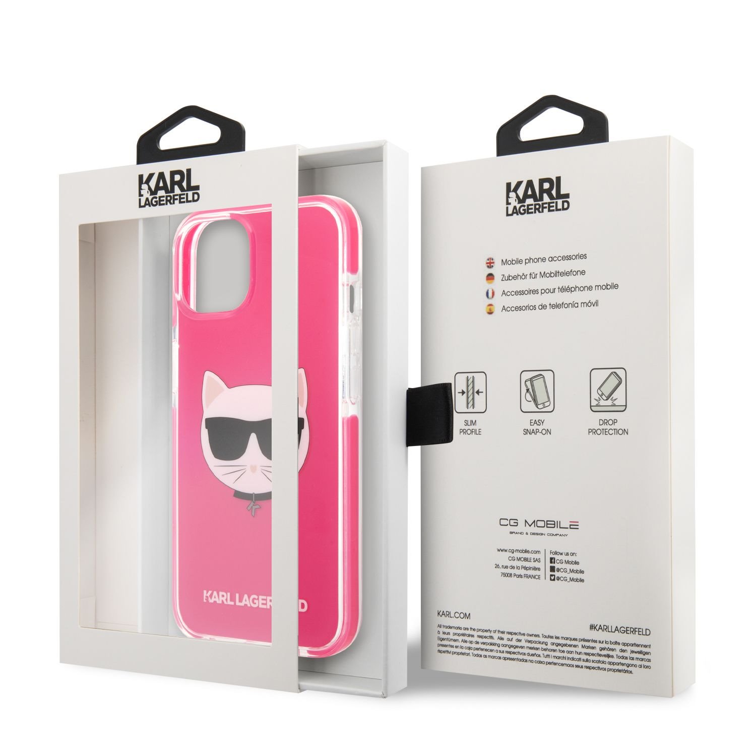 Zadní kryt Karl Lagerfeld TPE Choupette Head pro Apple iPhone 13, růžová