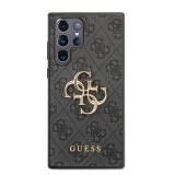 Zadní kryt Guess PU 4G Metal Logo pro Samsung Galaxy S22 Ultra, šedá