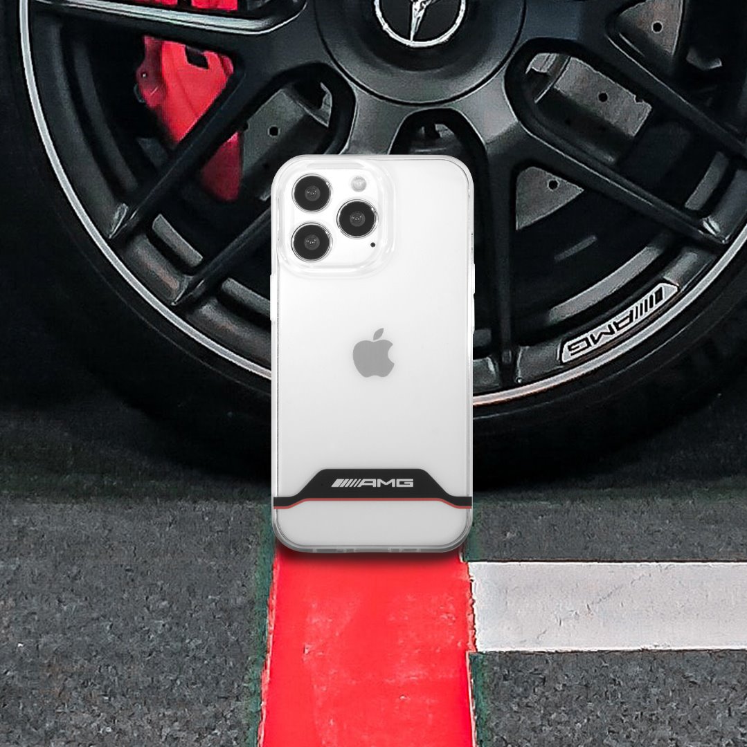 Zadní kryt AMG Stripes pro Apple iPhone 13 Pro, transparentní bílá