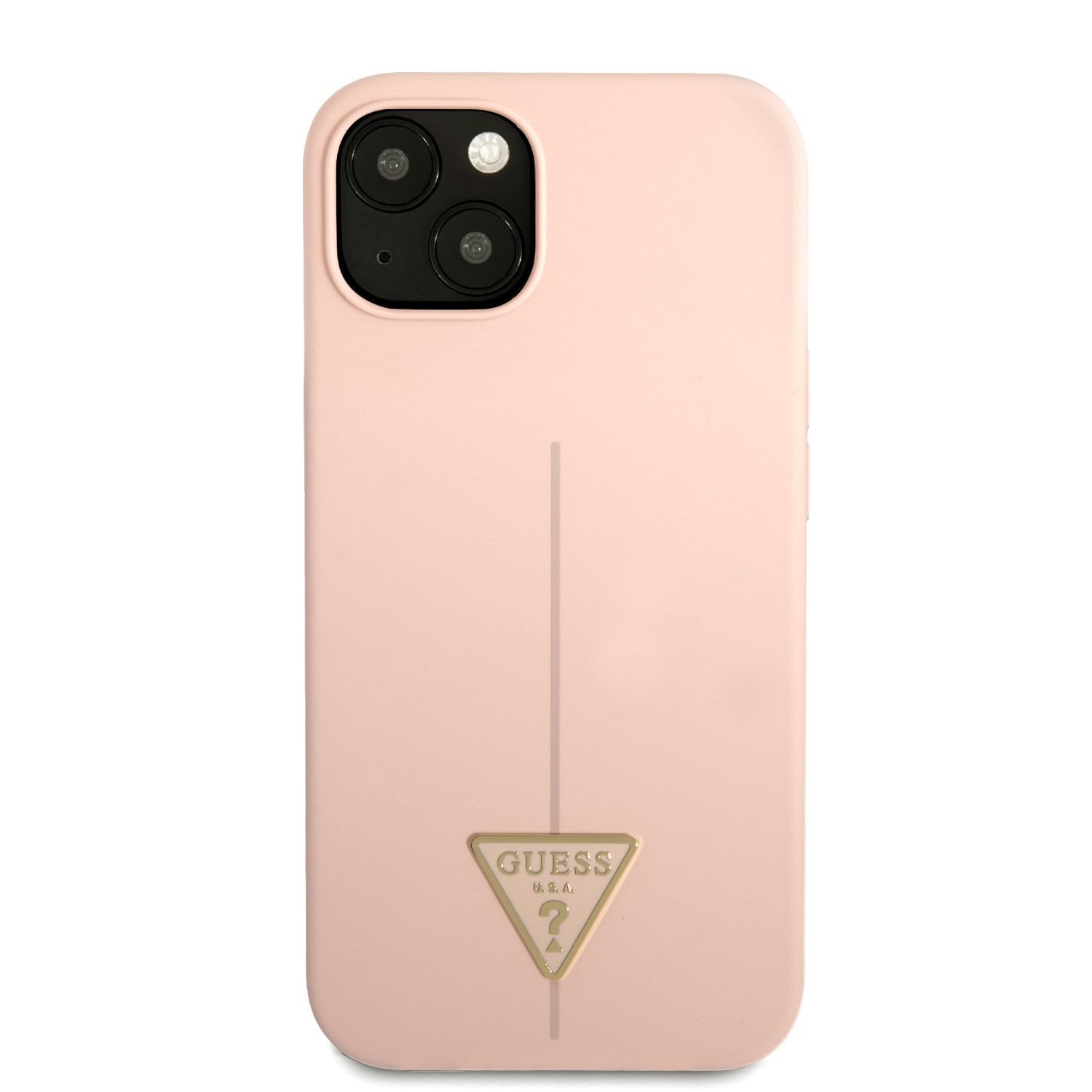 Zadní kryt Guess Silicone Line Triangle pro Apple iPhone 13 mini, růžová