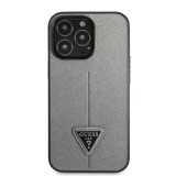 Zadní kryt Guess PU Saffiano Triangle pro Apple iPhone 13 Pro, stříbrná