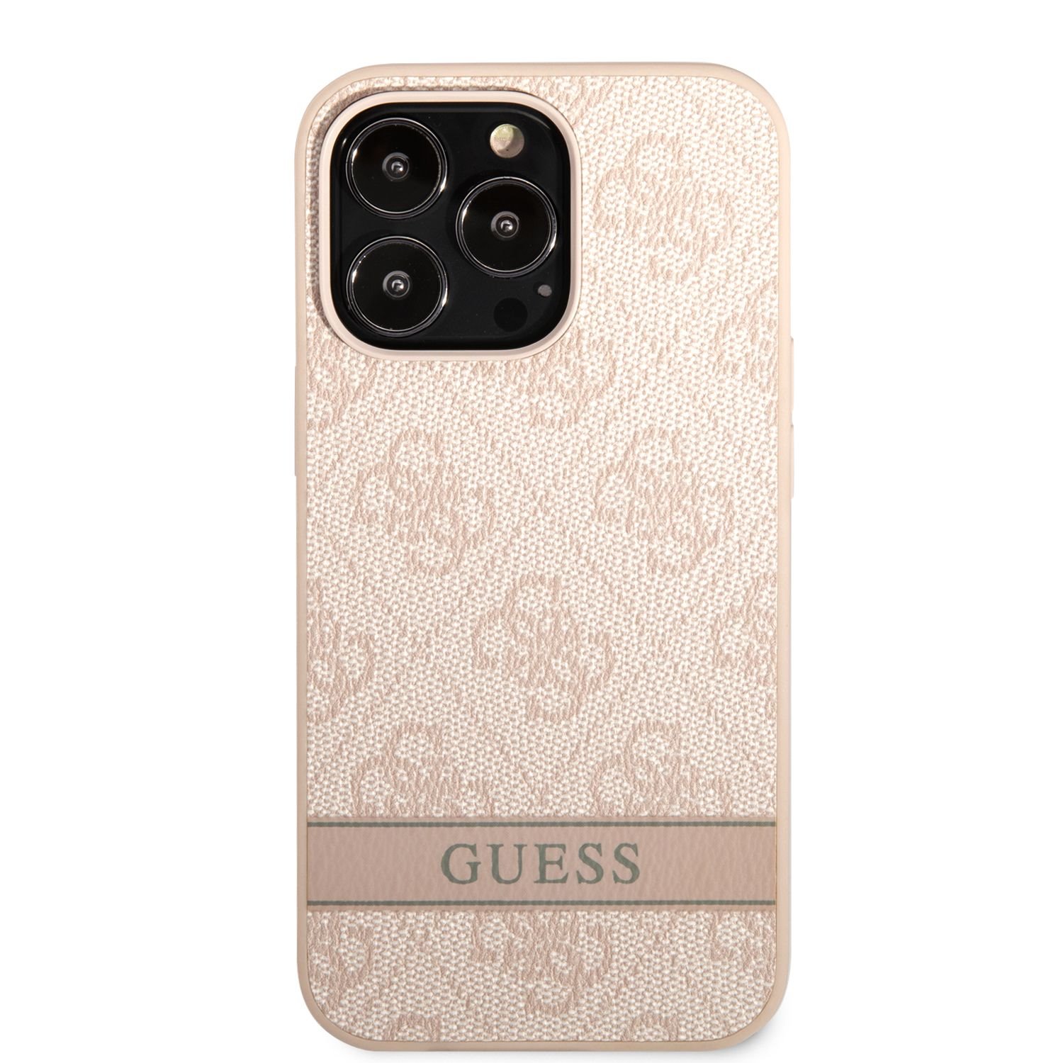 Zadní kryt Guess PU 4G Stripe pro Apple iPhone 13 Pro Max, růžová