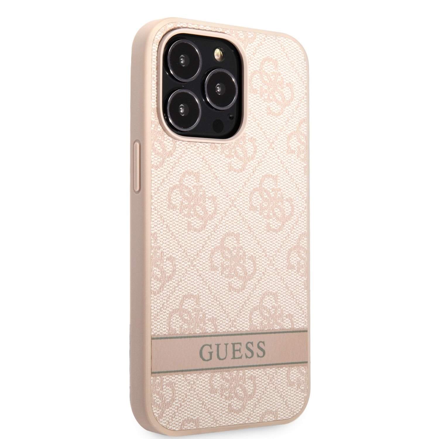 Zadní kryt Guess PU 4G Stripe pro Apple iPhone 13 Pro Max, růžová