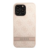 Zadní kryt Guess PU 4G Stripe pro Apple iPhone 13, růžová