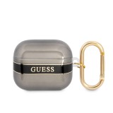 Silikonový kryt Guess TPU Printed Stripe pro Airpods Pro, černá